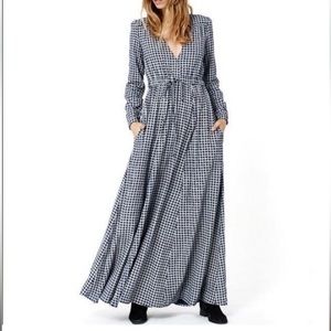 Christy Dawn Black & Blue Gingham Print Audrey Maxi Dress